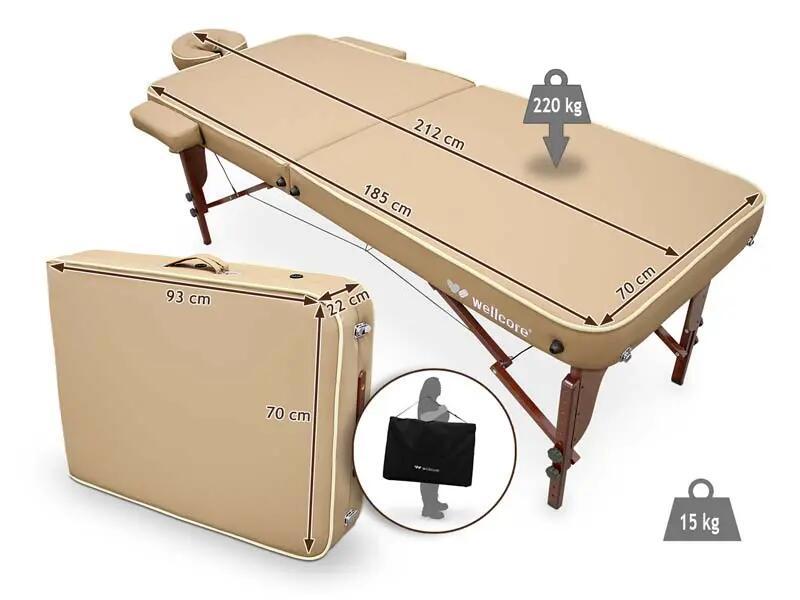 Lettino per trattamenti spa pieghevole in legno Wellcore 3/5