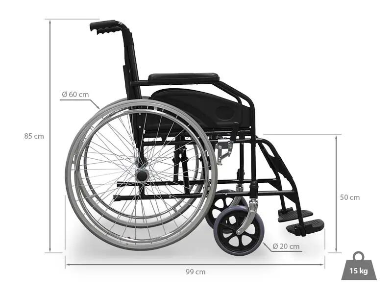 Sedia a rotelle pieghevole in acciaio Wellcore 3/5