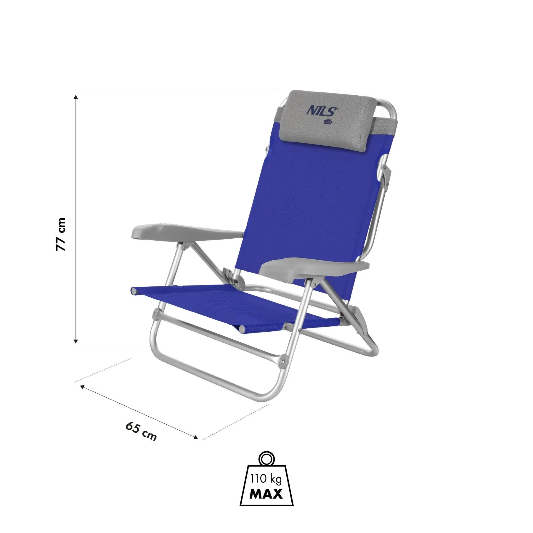Chaise longue pliante avec dossier réglable 7 positions NILS CAMP NC3502 3/13