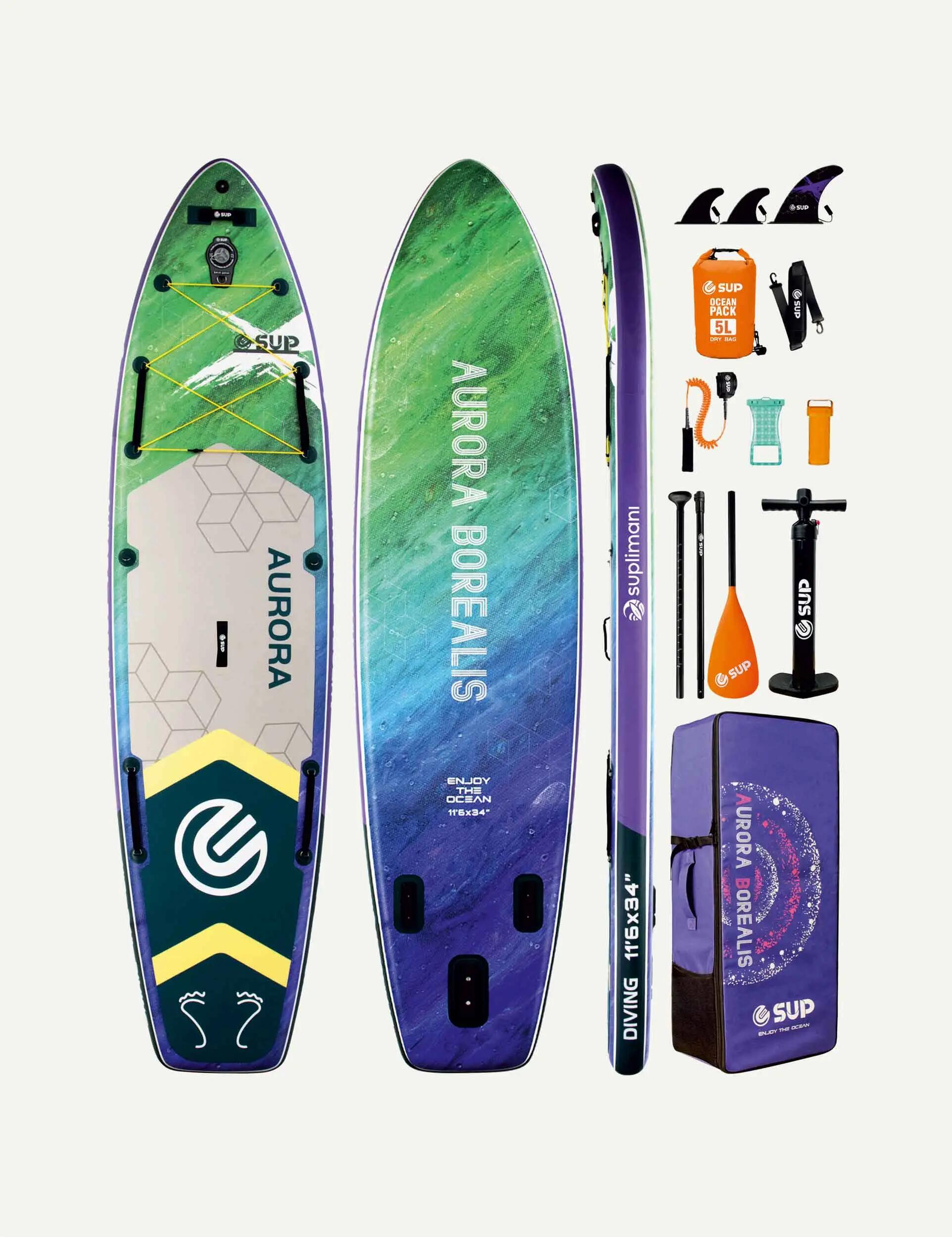 Supboard Paddle Board Şişme Sörf Tahtası Aurora Green 350x86x15 1/2