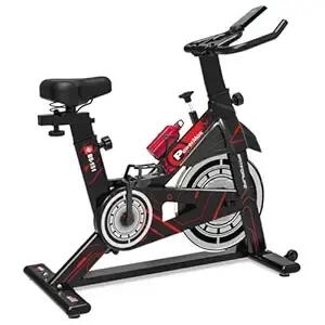 PowerMax Fitness BS-151 Spin Bike Exercise Cycle with 10KG flywheel, Max user wt. 130kg for maxpro home workout, 2-way adjustable seat, Knob braking, iphone holder, 1 Year Manufacturer Warranty. -  1