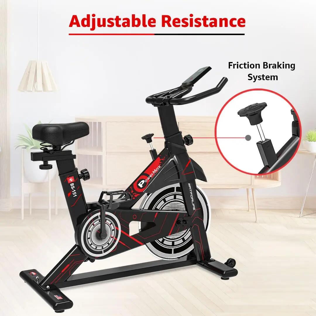 PowerMax Fitness BS-151 Spin Bike Exercise Cycle with 10KG flywheel, Max user wt. 130kg for maxpro home workout, 2-way adjustable seat, Knob braking, iphone holder, 1 Year Manufacturer Warranty. -  5