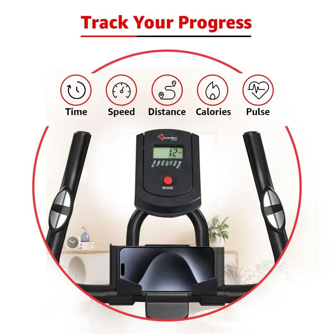 PowerMax Fitness BS-151 Spin Bike Exercise Cycle with 10KG flywheel, Max user wt. 130kg for maxpro home workout, 2-way adjustable seat, Knob braking, iphone holder, 1 Year Manufacturer Warranty. -  3