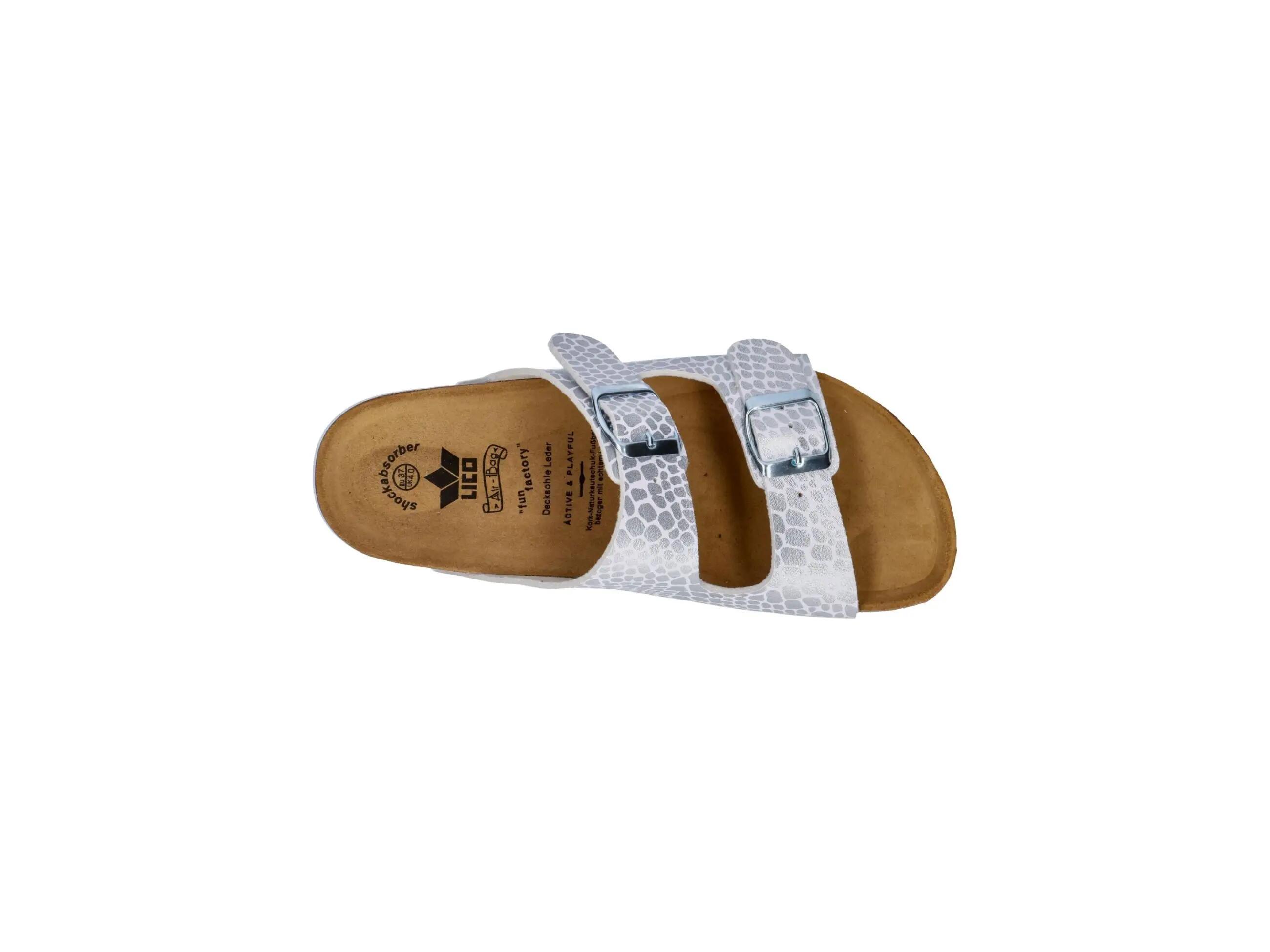 Damen - Freizeit - Pantolette - 2 Schnallen, Lederdecksohle - Weiss/Rosegold 5/6