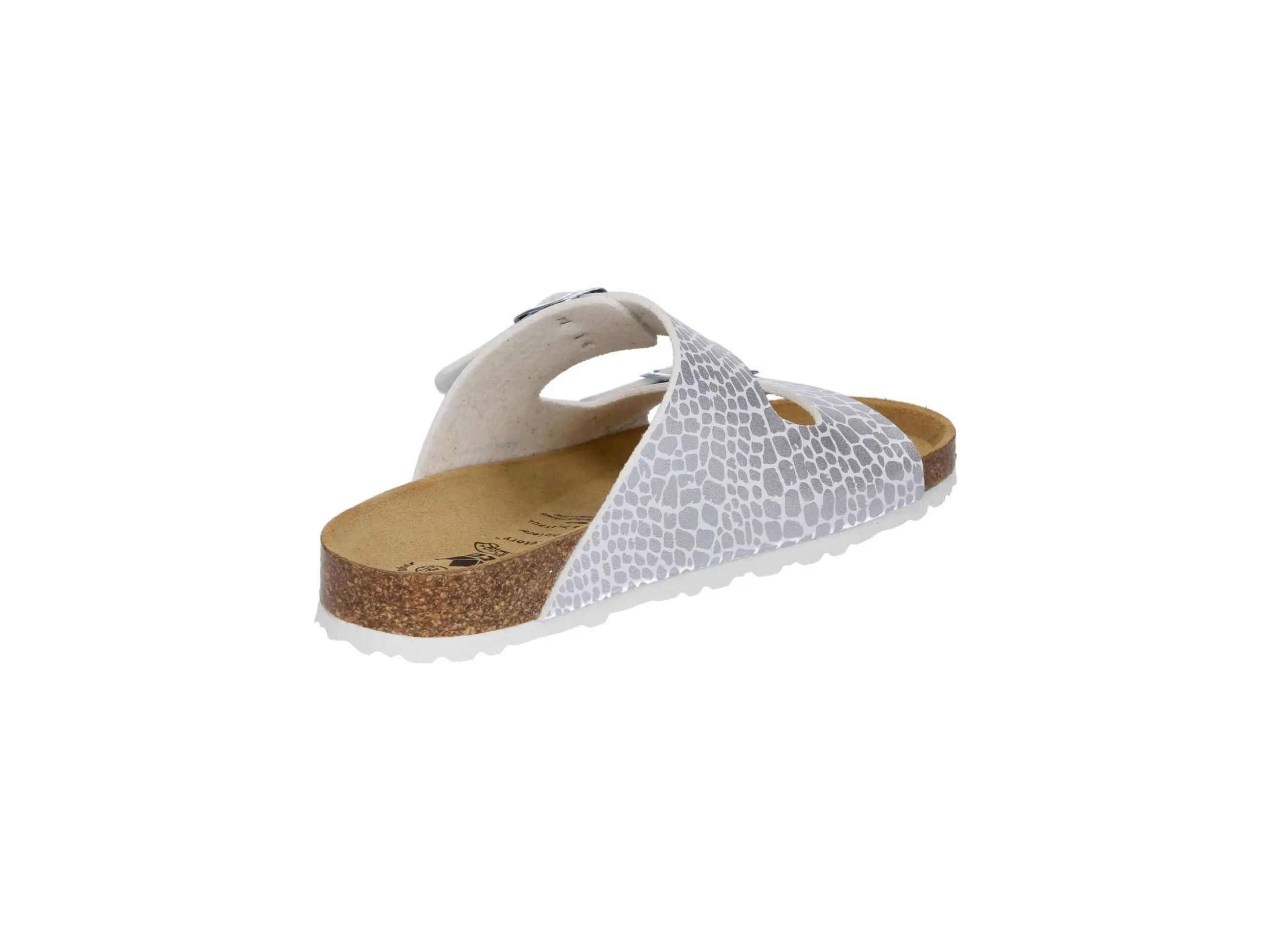 Damen - Freizeit - Pantolette - 2 Schnallen, Lederdecksohle - Weiss/Rosegold 4/6