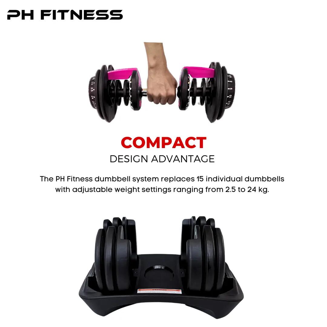 Mancuernas ajustables Smart 2 × 24 kg 3/9