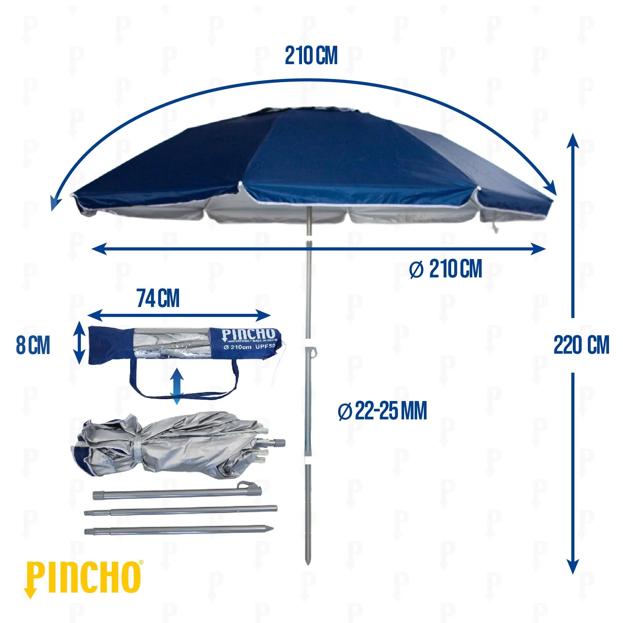Sombrilla Playa Mochila Plegable 210CM UV50+, Ultraligera 1,5kg 3/7