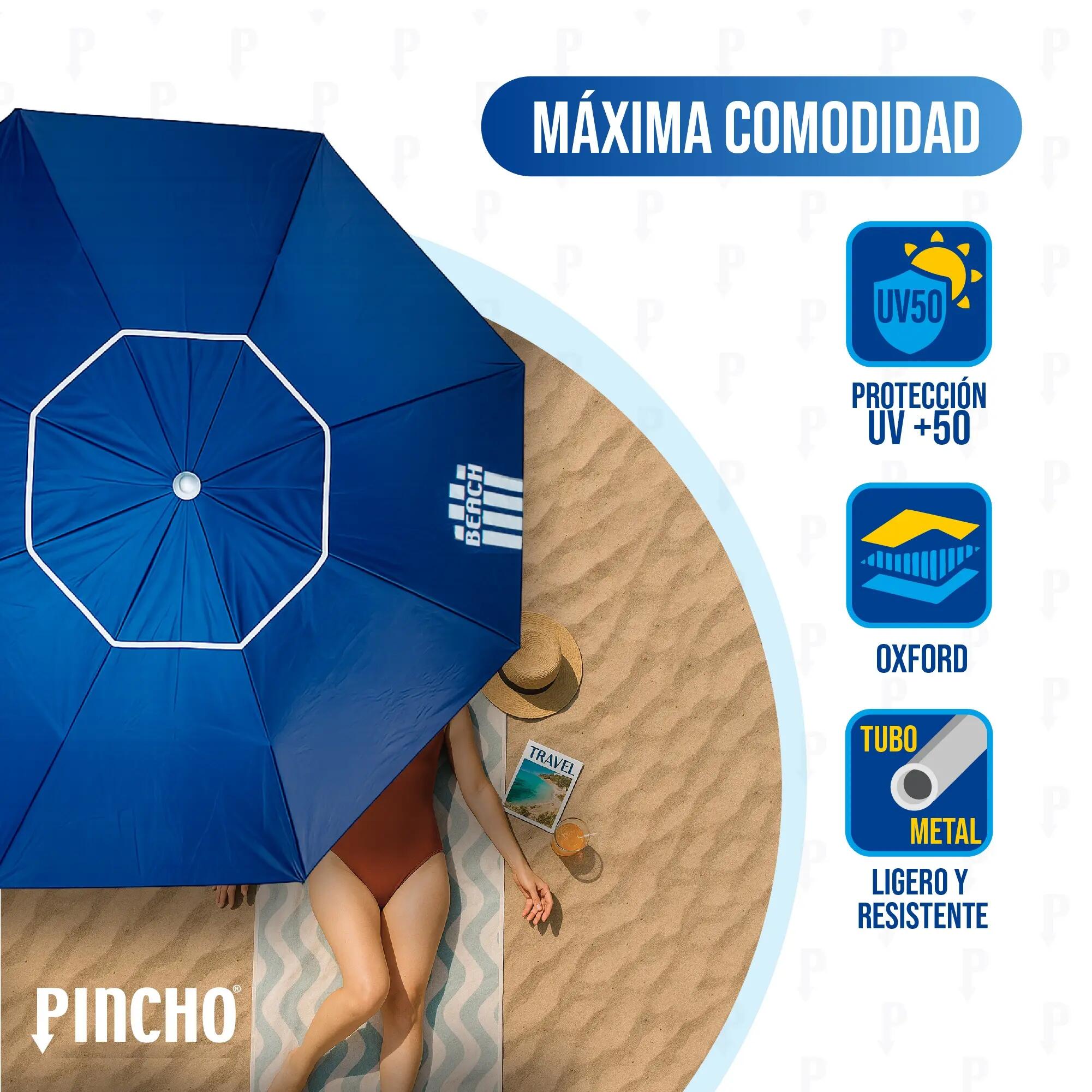 Sombrilla Playa Mochila Plegable 210CM UV50+, Ultraligera 1,5kg 2/7
