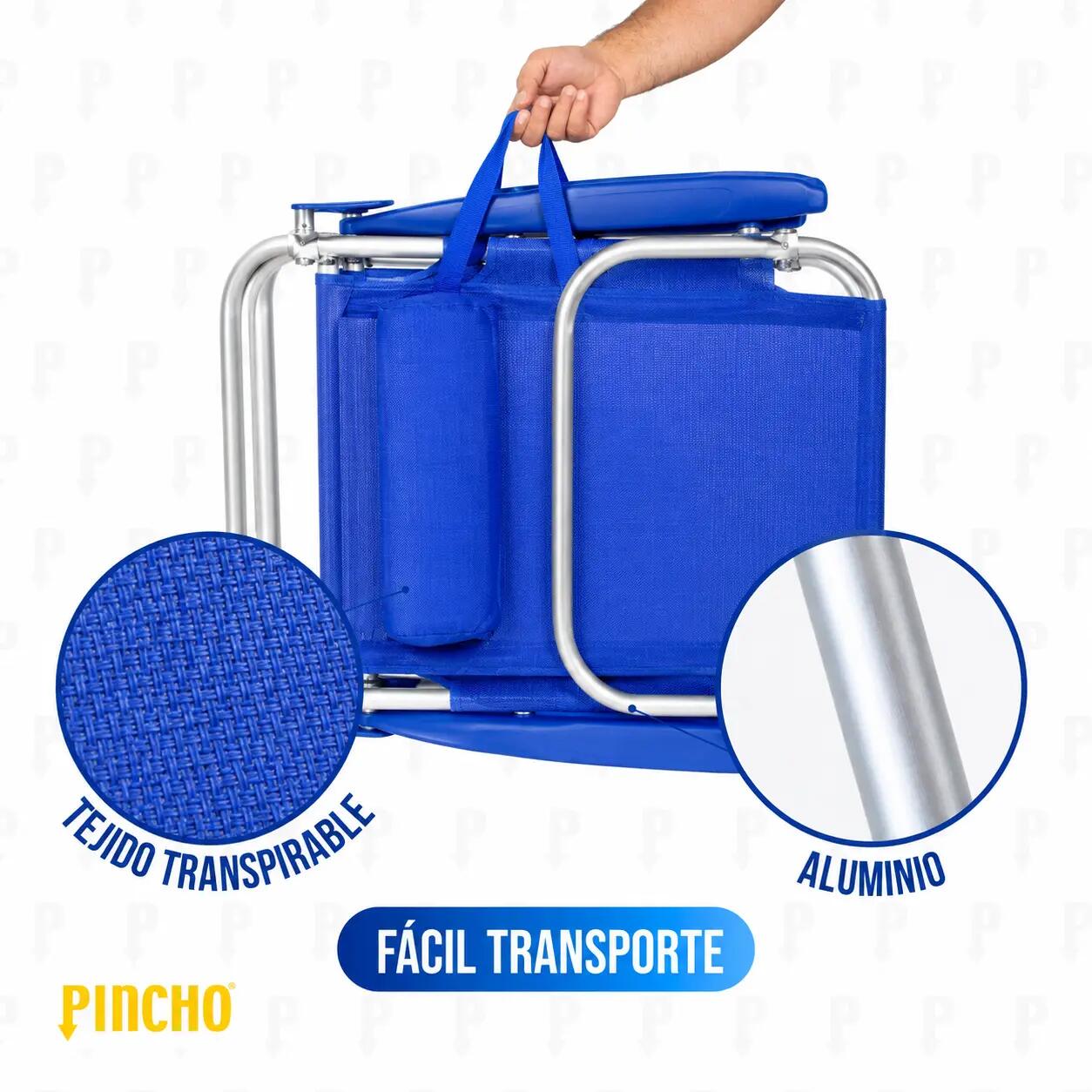 Pack de 2 sillas de playa, 4 Posiciones, Altura del Asiento 21 cm 4/7