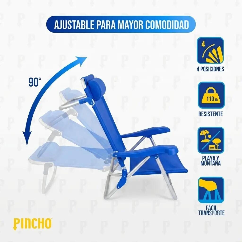 Pack de 2 sillas de playa, 4 Posiciones, Altura del Asiento 21 cm 6/7