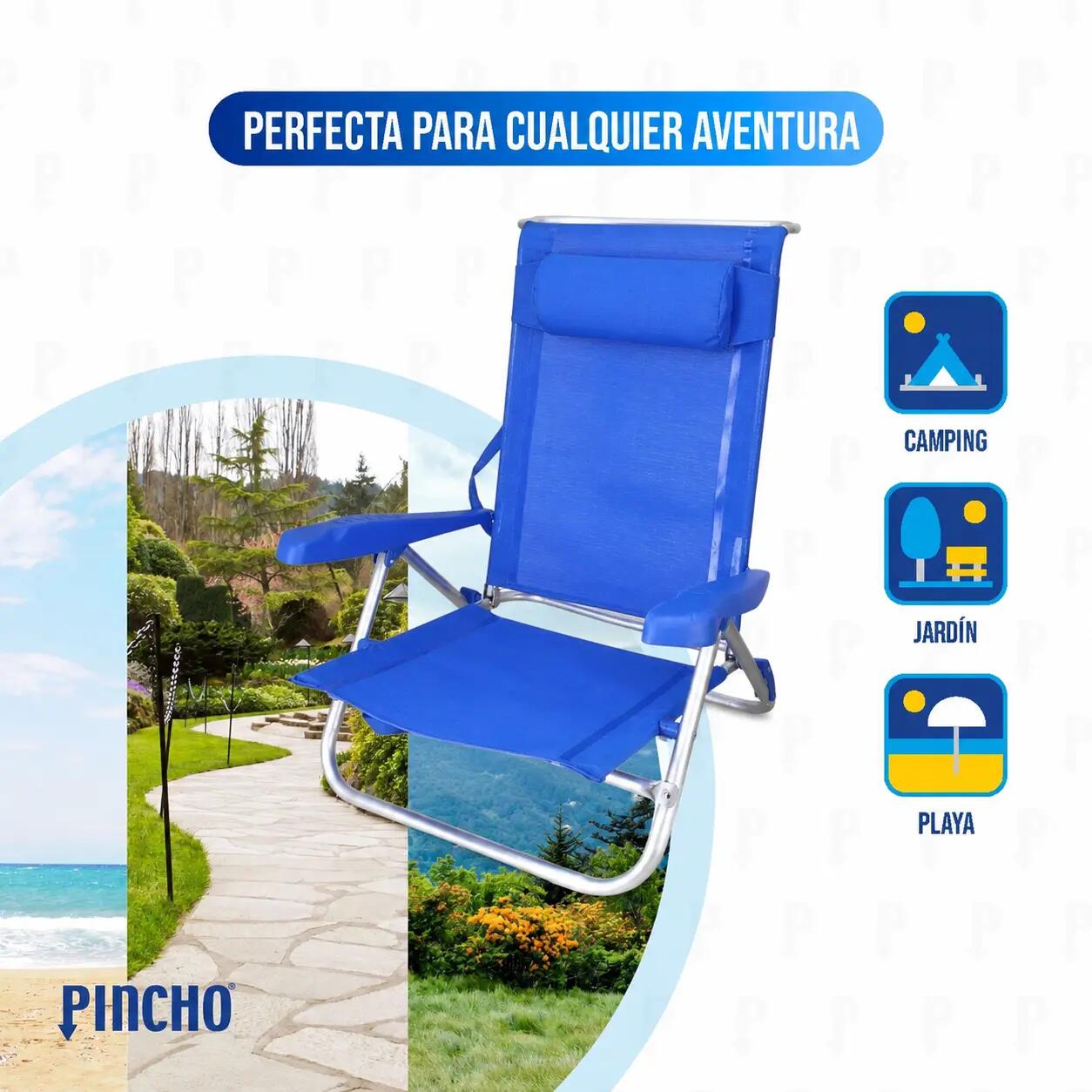 Pack de 2 sillas de playa, 4 Posiciones, Altura del Asiento 21 cm 3/7