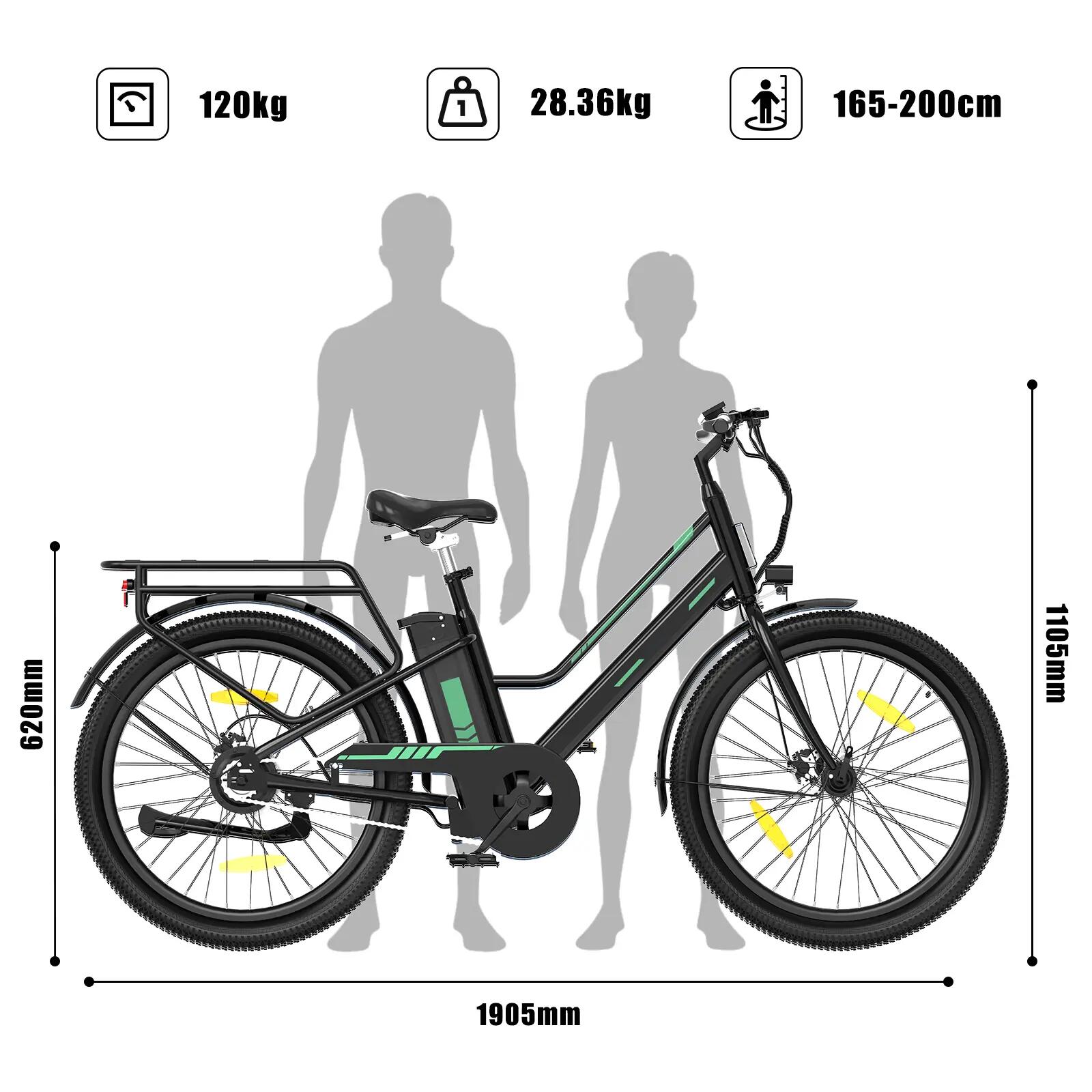 Elektrische stadsfiets 27,5" 36V 12Ah uitneembare accu actieradius 100 km BK8SL 2/7