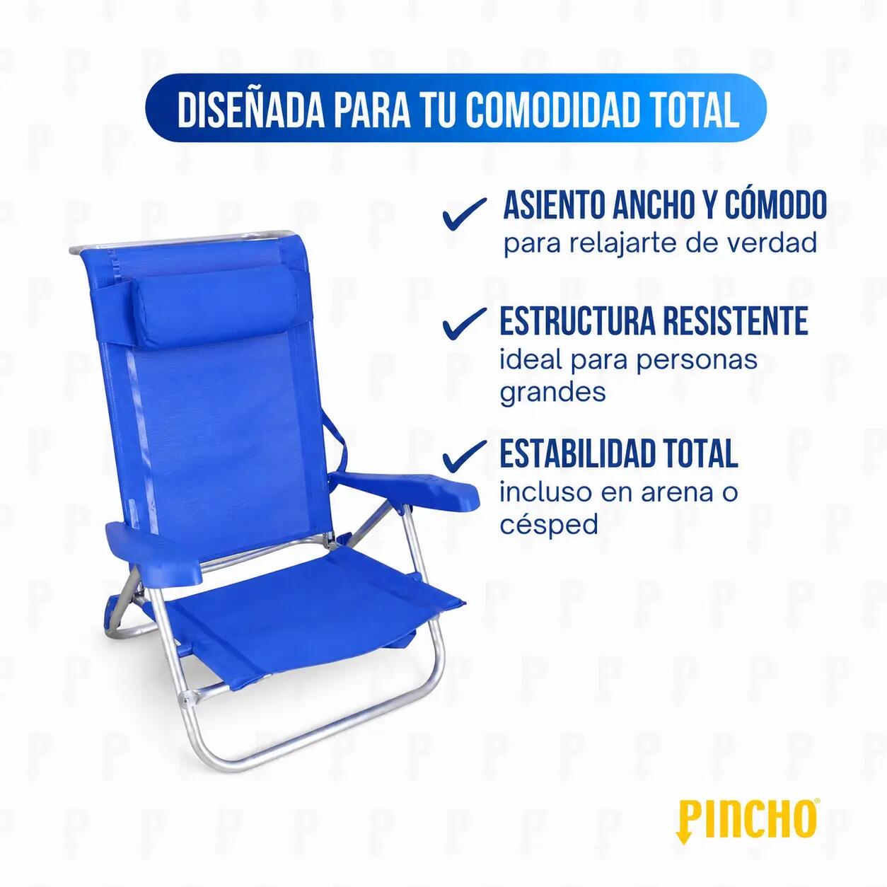 Pack de 2 sillas de playa, 4 Posiciones, Altura del Asiento 21 cm 2/7