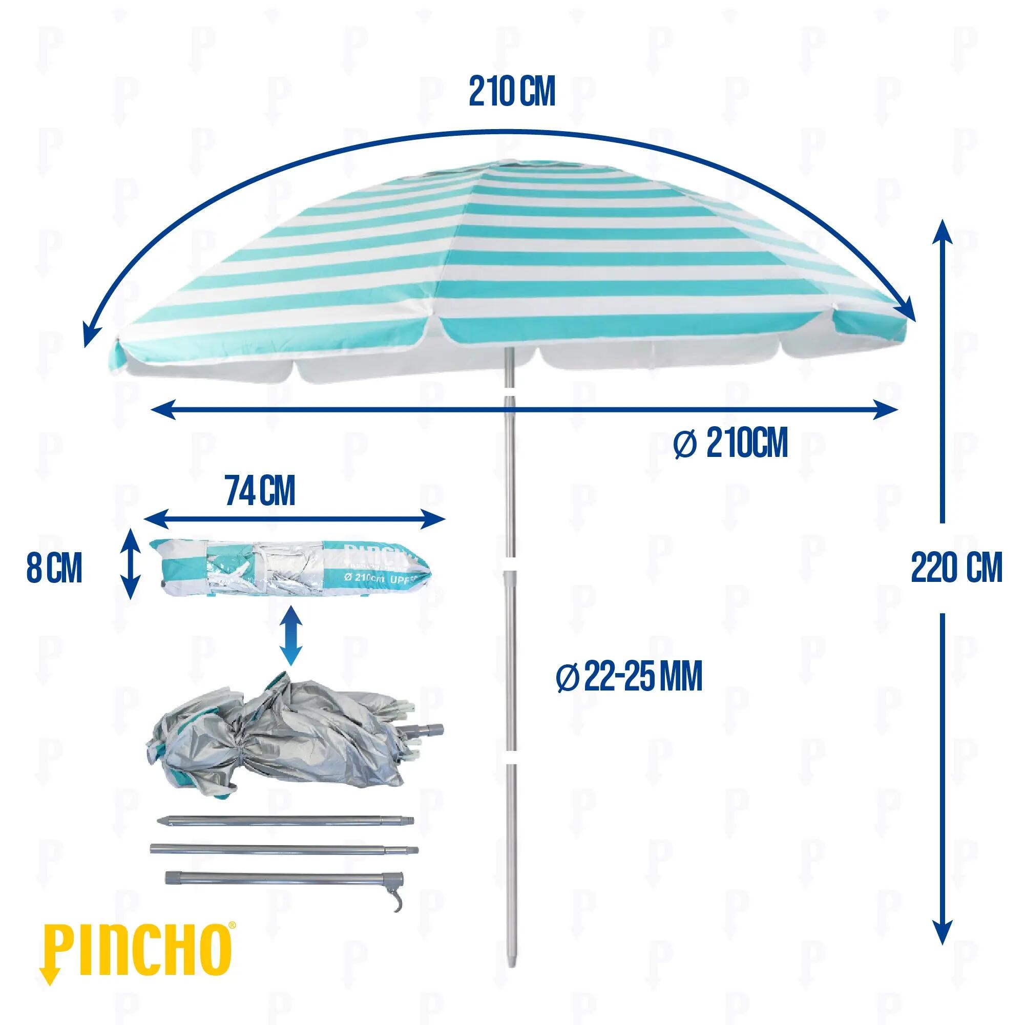 Sombrilla 180cm Plegable Acero Ibiza UPF50+ Verde 2/7