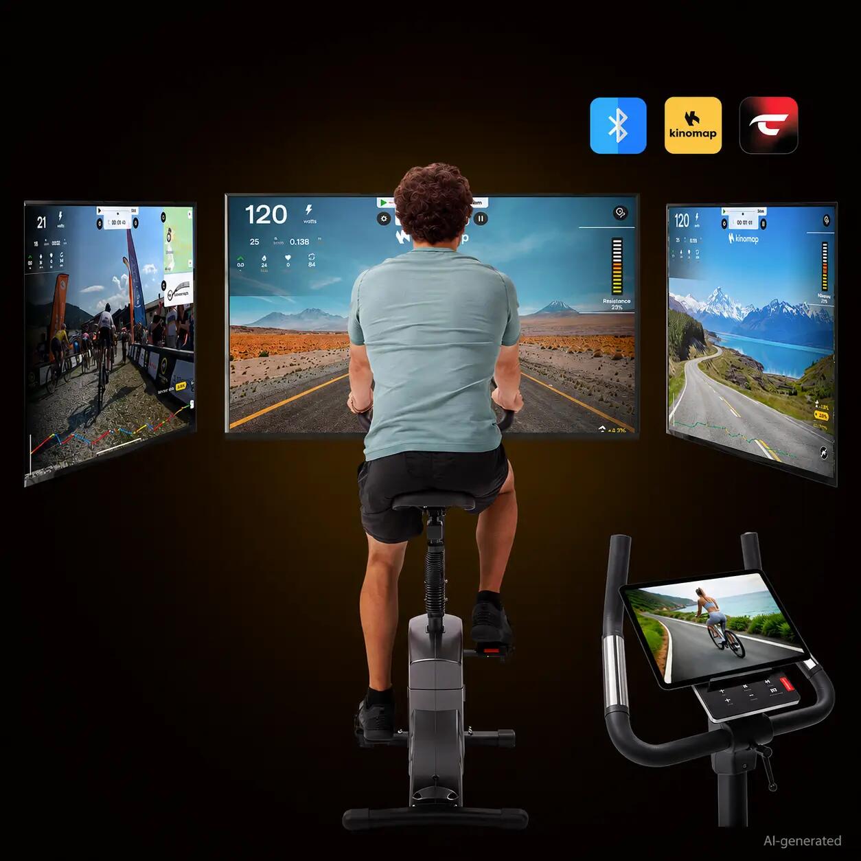 Heimtrainer Ergometer - bis 150kg + 200cm - inkl. Matte + Pulsgurt - ET 6 8/11