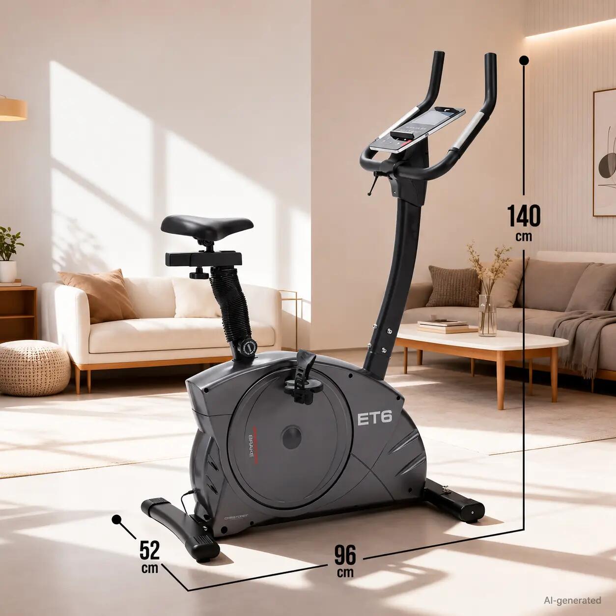 Heimtrainer Ergometer - bis 150kg + 200cm - inkl. Matte + Pulsgurt - ET 6 4/11