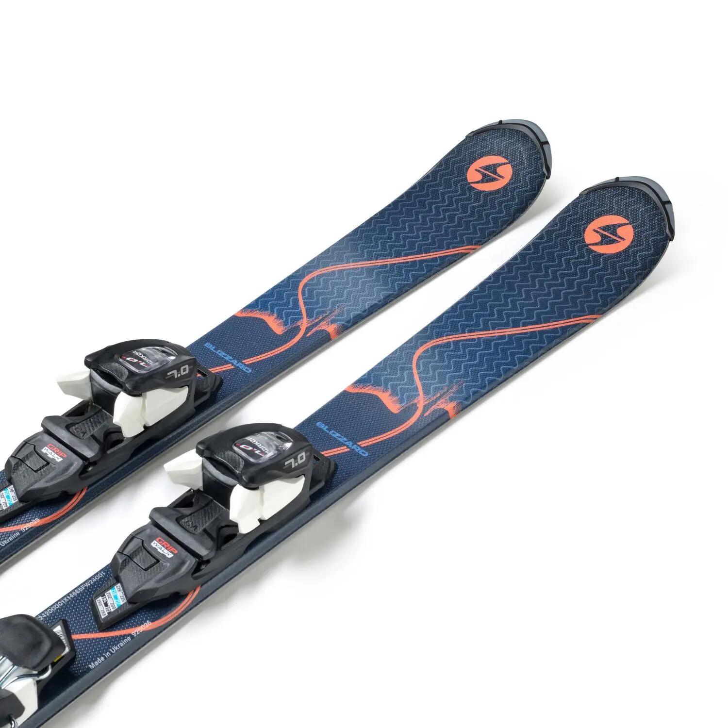 Paquete de esquí Blizzard Anomaly Jr + fijaciones FDT Jr7 azul y naranja para 4/6
