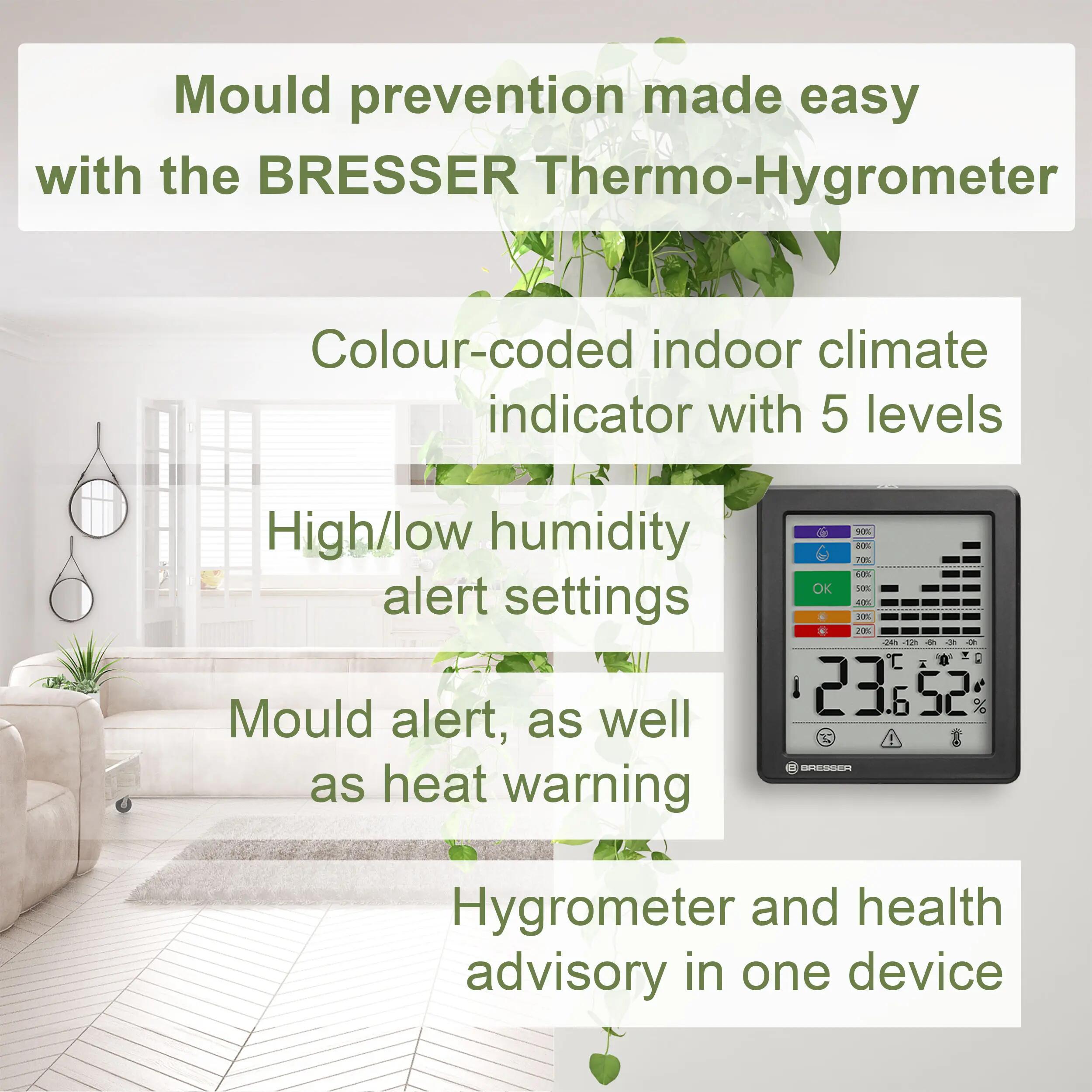 BRESSER Termo-Higrómetro con Alarma para Moho 3/7