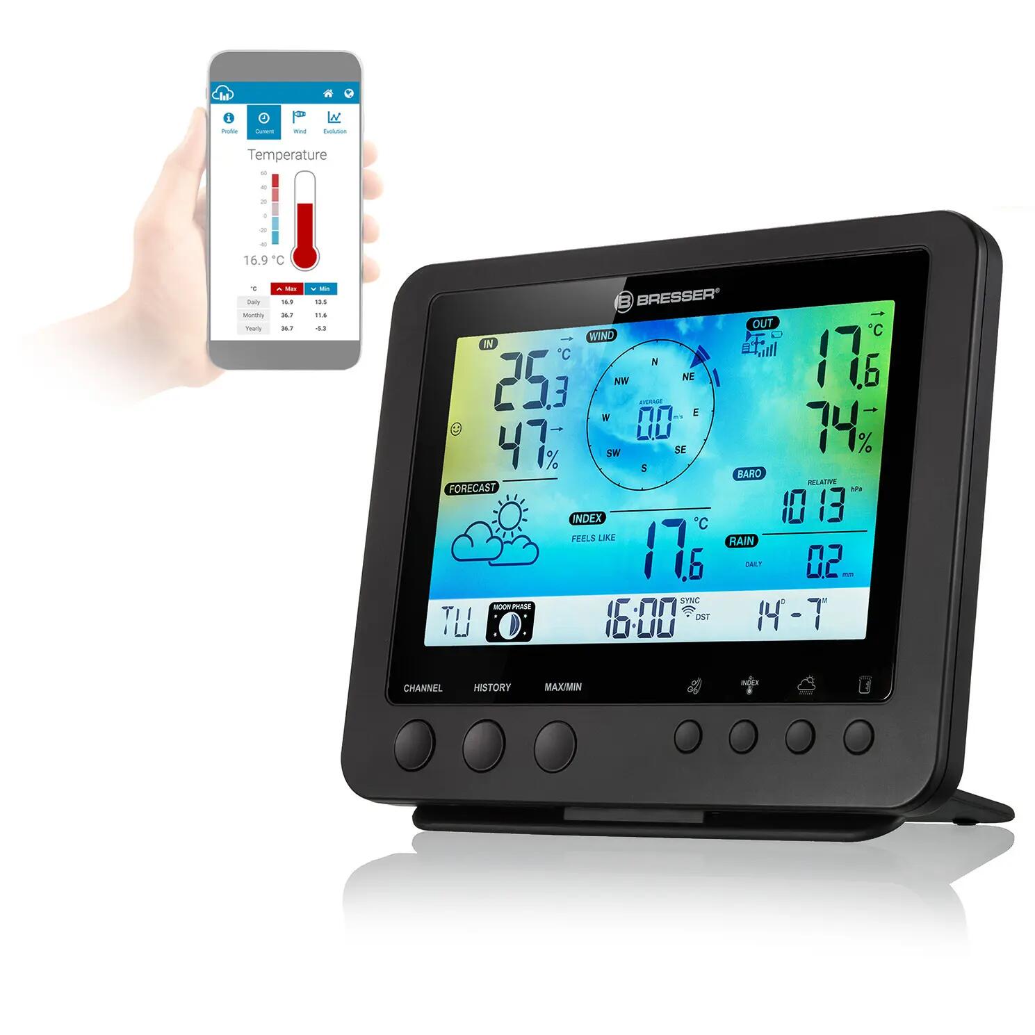 Station météo connectée couleur WiFi avec capteur extérieur 5-en-1 2/7