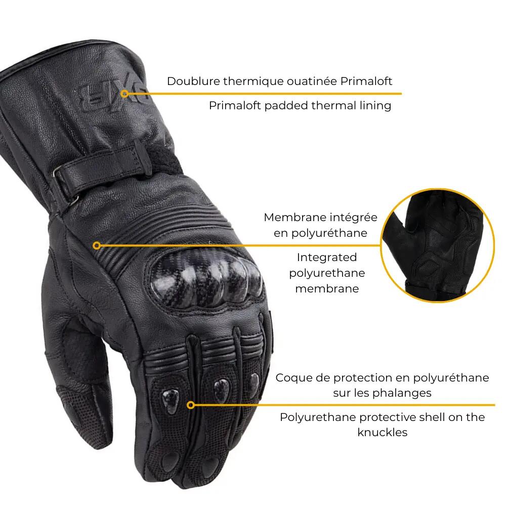 Gants moto homologués CE WINTER CARBON 4/7