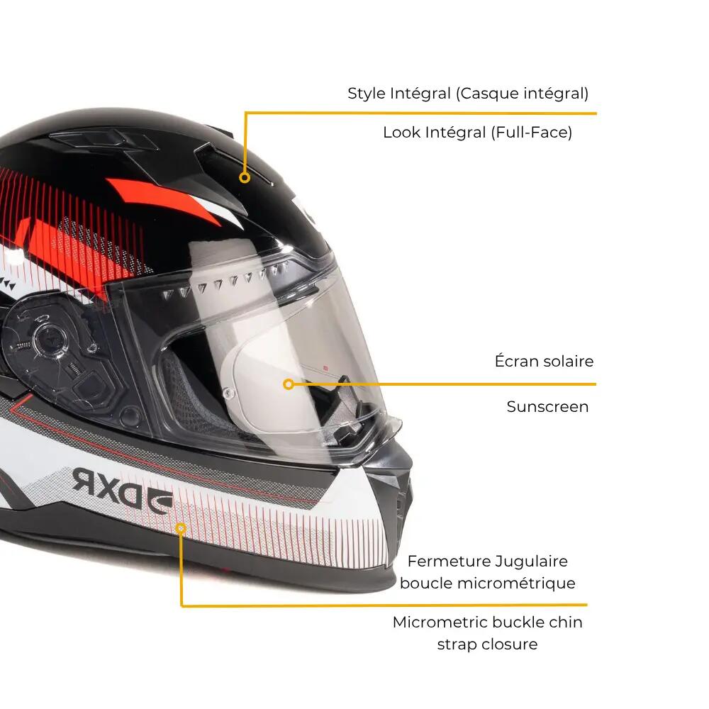 Casque intégral EROS VOX Black/White/Red | ECE 22.06 4/7