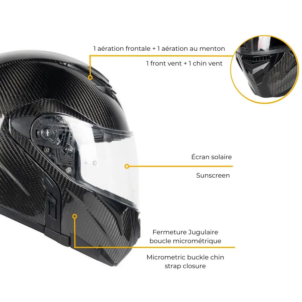 Casque modulable ADRON CARBON EVO Black Glossy | ECE 22.06 4/7