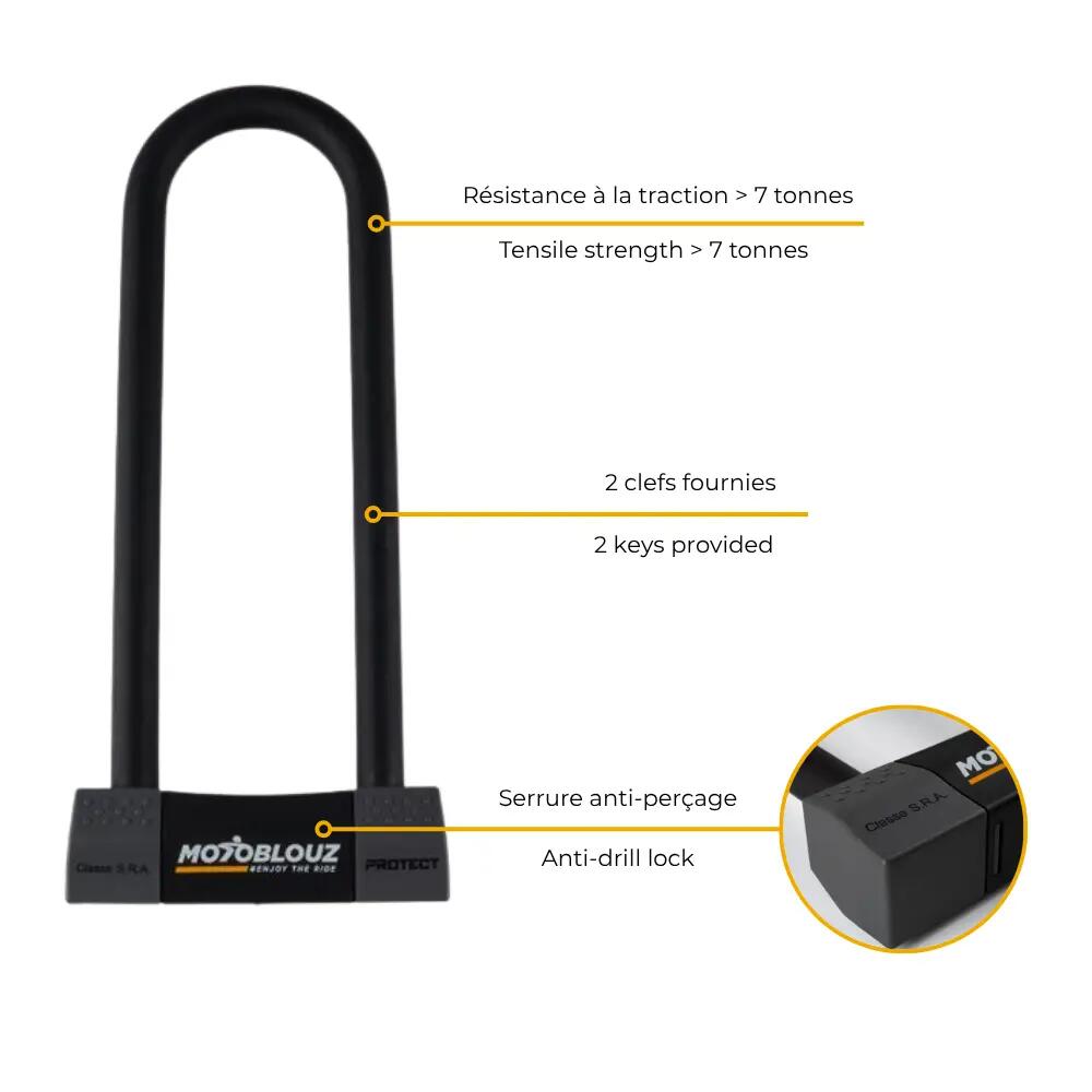 Antivol U vélo haute sécurité certifié SRA Noir/Gris 4/5