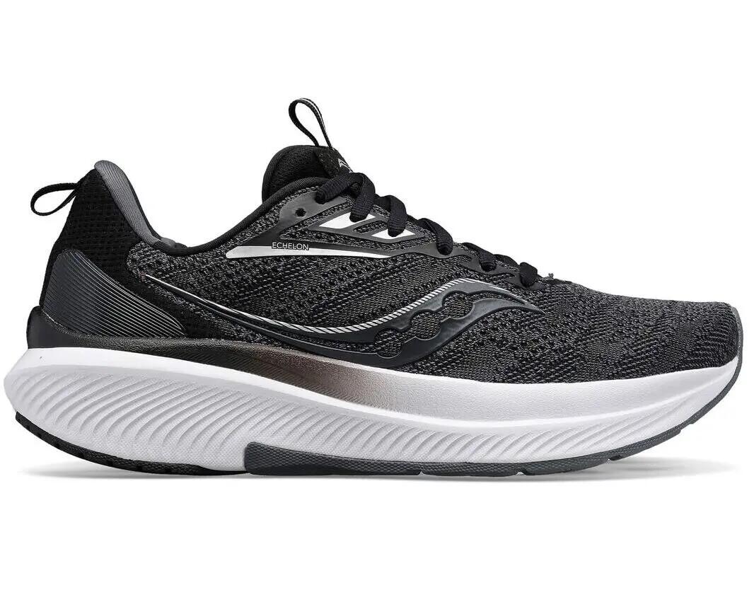 Saucony Mens Echelon 9 X-Wide Extra Wide Shoes Sneakers Runners in Black/White -