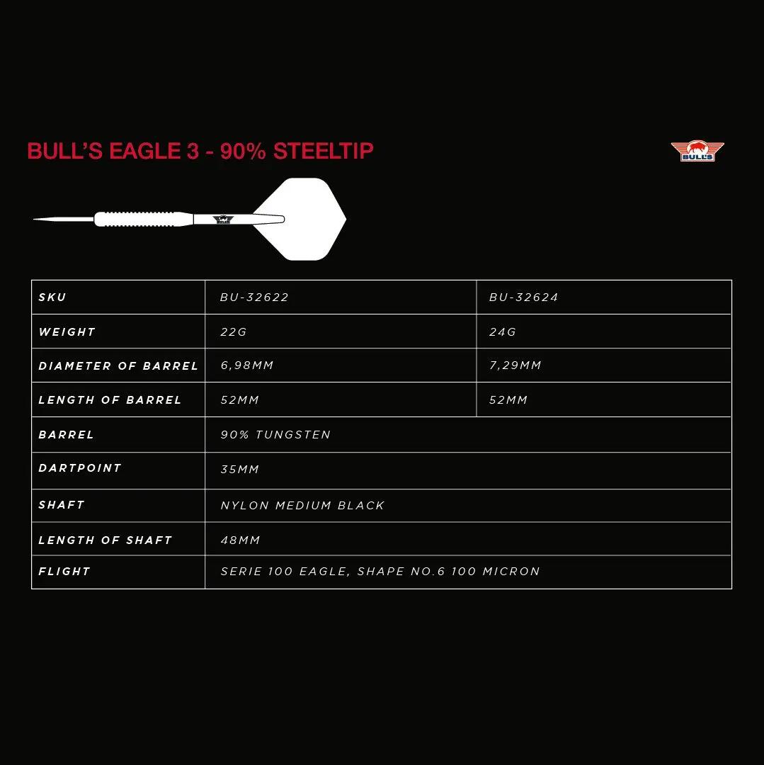 Bull's Eagle 3 90% Tungsten Dartpijlen 8/8