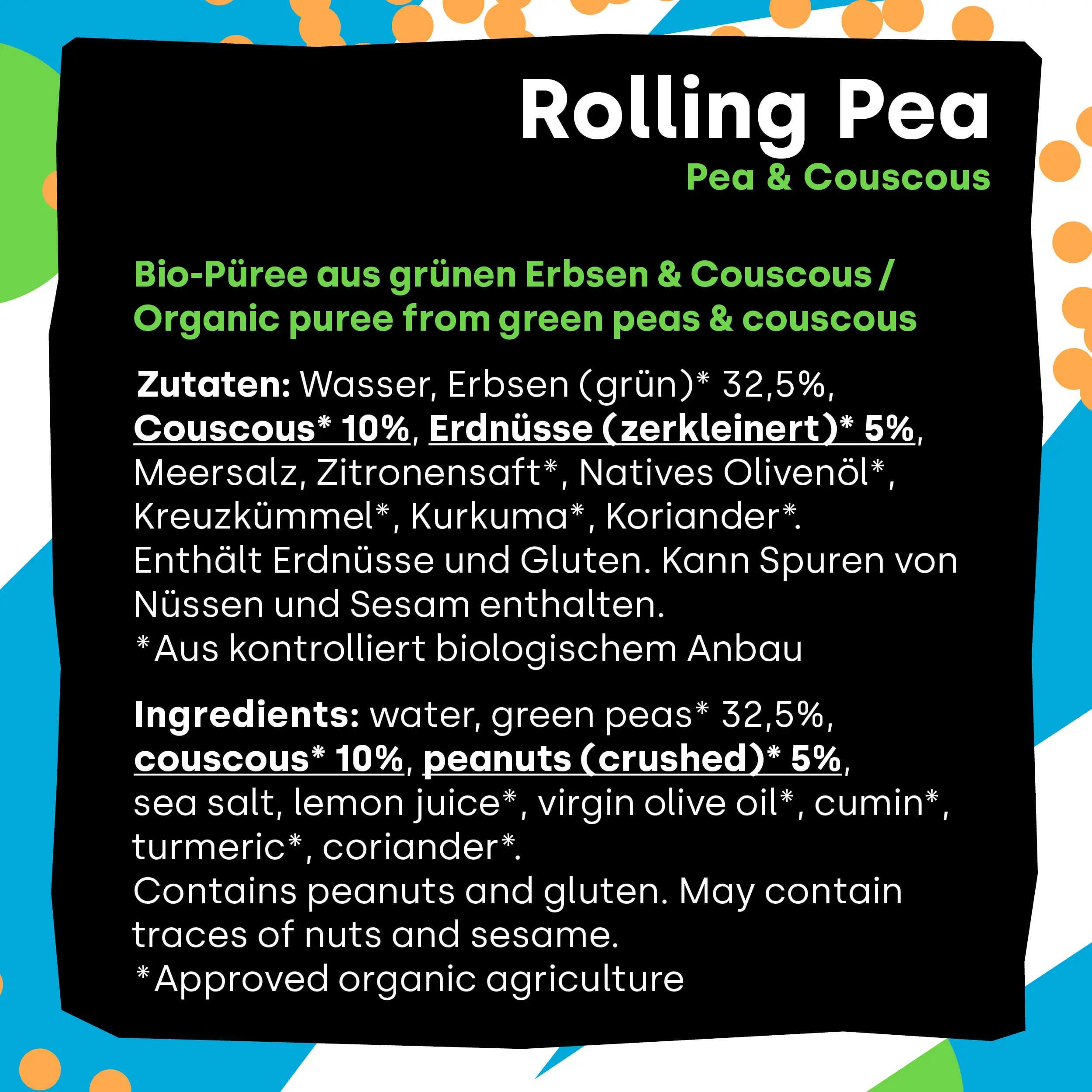RollingPea 6 Stk. - Bio-Püree aus Erbse & Couscous 3/5