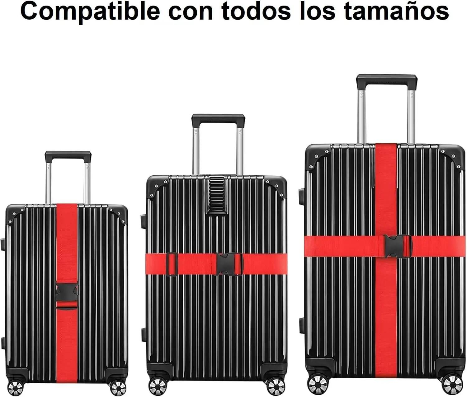 2x Alças para Mala, Ajustáveis ​​até 175cm, Alças para Bagagem, Vermelhas 2/5