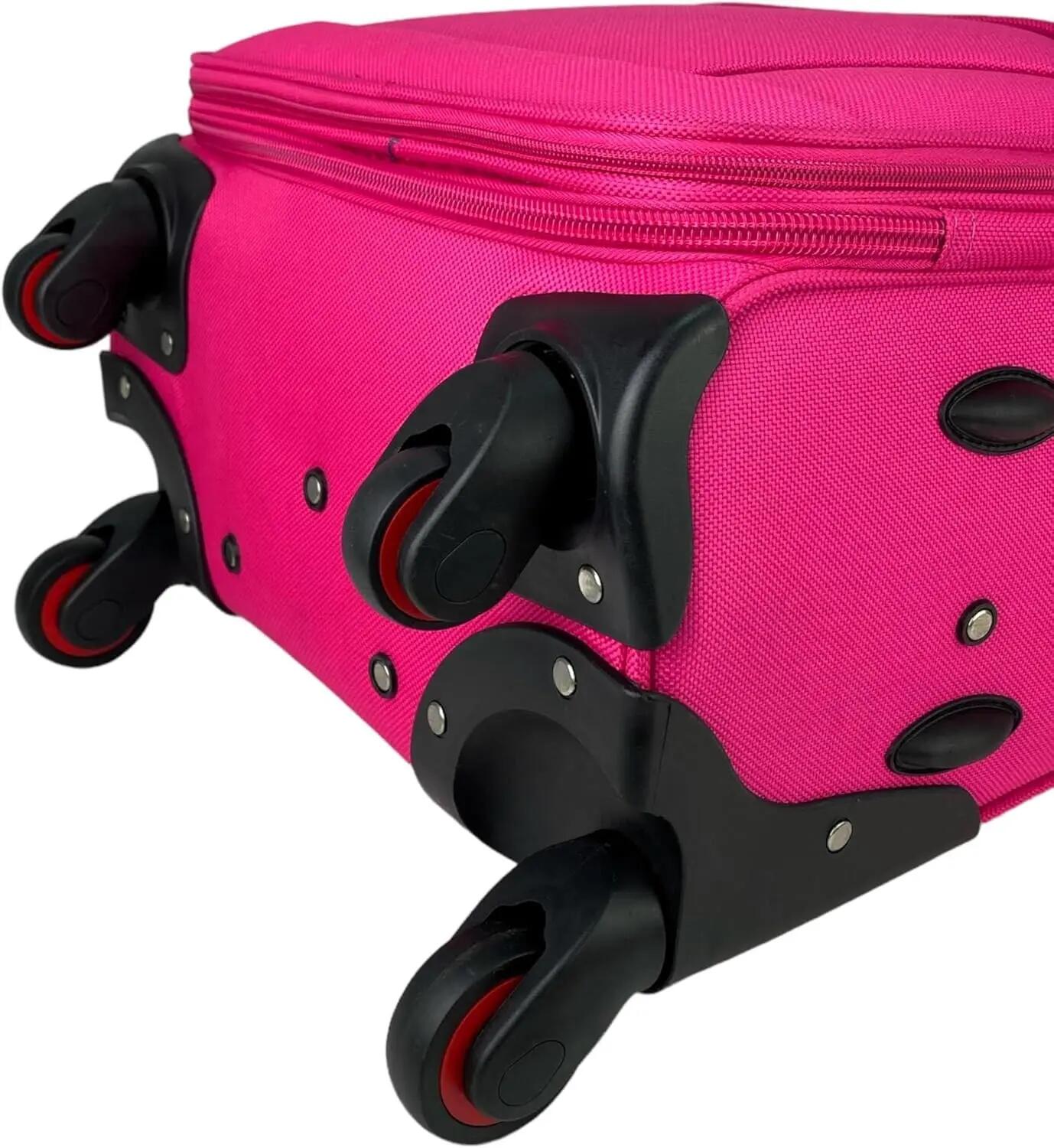Maleta de Tela Trolley Equipaje de Mano 4 Ruedas 360º Giratorias (Rosa) 6/7
