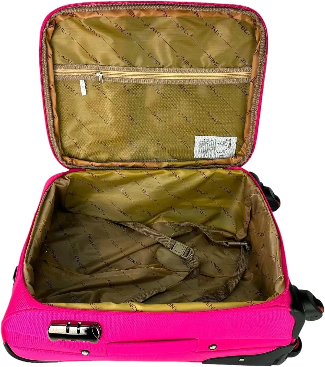Maleta de Tela Trolley Equipaje de Mano 4 Ruedas 360º Giratorias (Rosa) 7/7