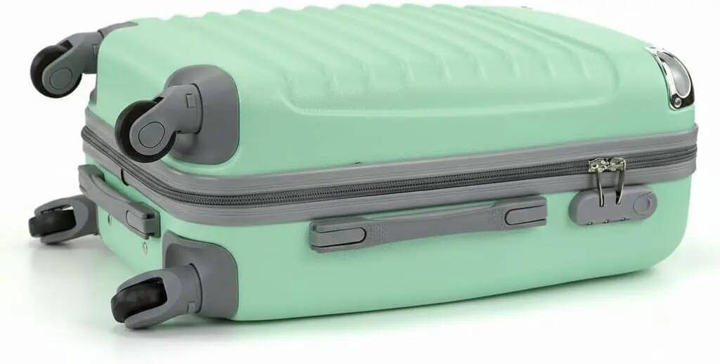 Mala com necessaire, 4 rodas giratórias 360º, 55x35x20cm e 34x27x14cm verde água 6/7