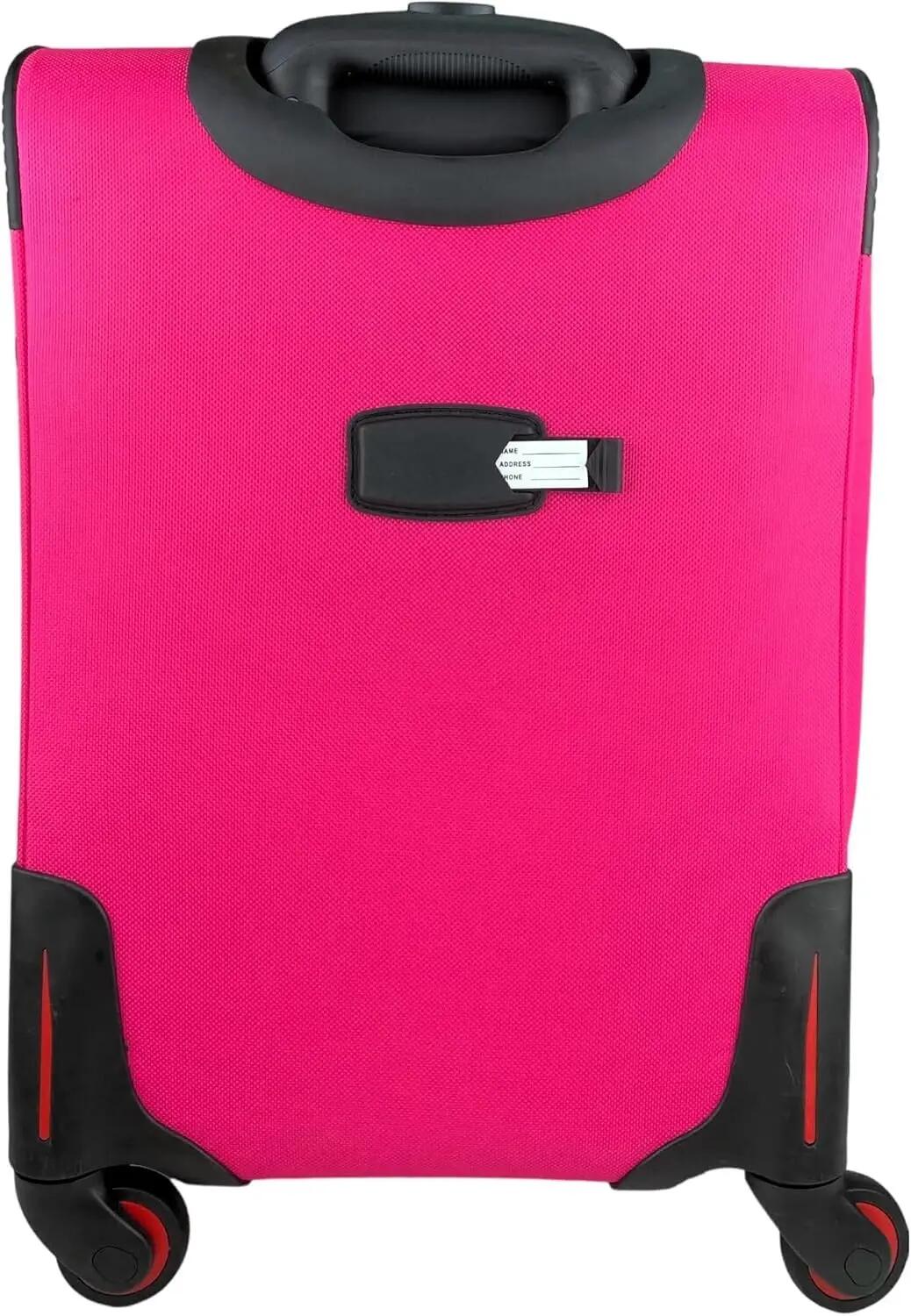 Maleta de Tela Trolley Equipaje de Mano 4 Ruedas 360º Giratorias (Rosa) 5/7