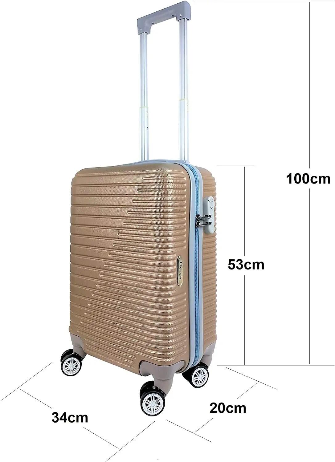 Mala de cabine rígida com 4 rodas giratórias de 360°, cor dourada (53x34x20cm) 7/7
