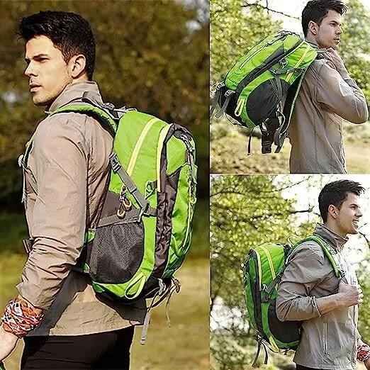Mochila portátil impermeável de 40 litros para viagens, trilhos e campismo. 5/7