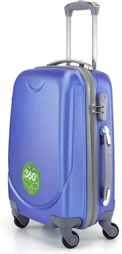 Conjunto de 3 malas grandes, médias e pequenas com 4 rodas giratórias 360º azul. 3/5