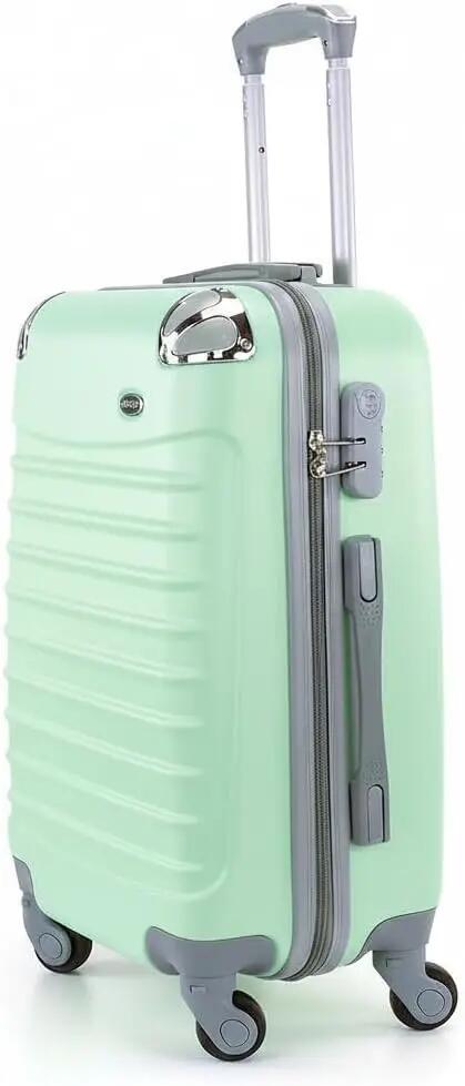 Mala com necessaire, 4 rodas giratórias 360º, 55x35x20cm e 34x27x14cm verde água 4/7