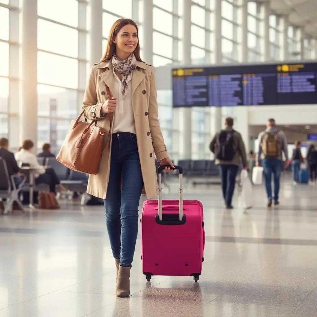 Maleta de Cabina Trolley de Tela 4 Ruedas Giratorias (Rosa) 4/7