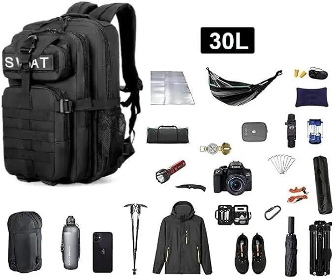 Mochila, 30L, Mala de Mão, Dobrável e Impermeável (Preta) 4/7