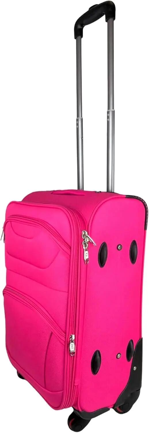 Maleta de Tela Trolley Equipaje de Mano 4 Ruedas 360º Giratorias (Rosa) 3/7