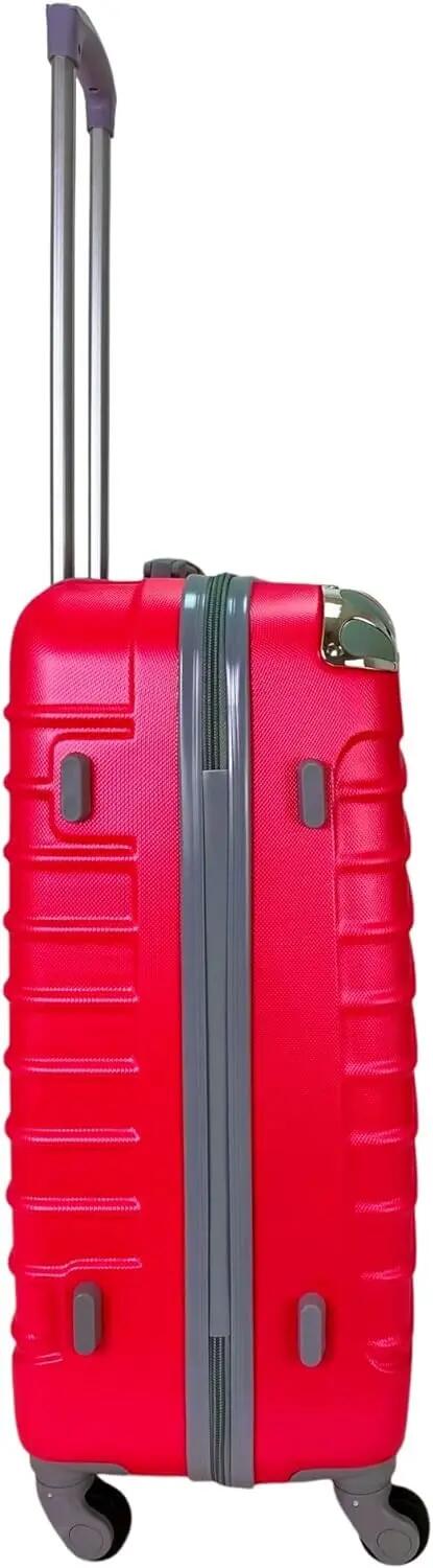 Mala de viagem com 4 rodas giratórias, cantos, fechadura de combinação, fúcsia 4/7