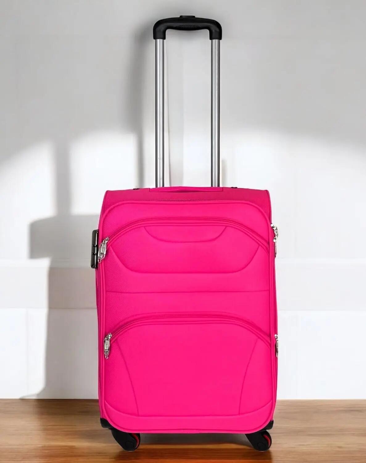 Maleta de Tela Trolley Equipaje de Mano 4 Ruedas 360º Giratorias (Rosa) 2/7