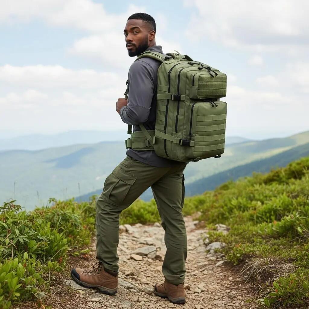 Mochila de 50 litros, mala de mão, dobrável, impermeável (verde) 3/6