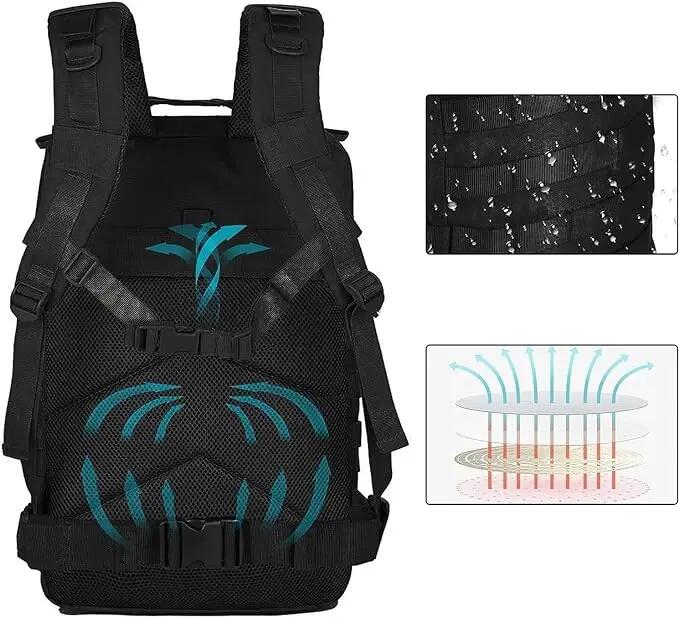 Mochila, 30L, Mala de Mão, Dobrável e Impermeável (Preta) 2/7