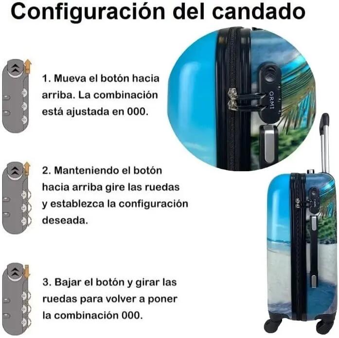 Maleta pequeña rígida 4 Ruedas 360º 57x40x22 Estampado Playa 3/7