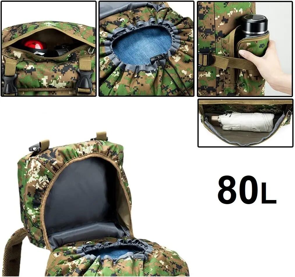 Mochila de senderismo plegable camping, macuto impermeable 70L+10L 7/7