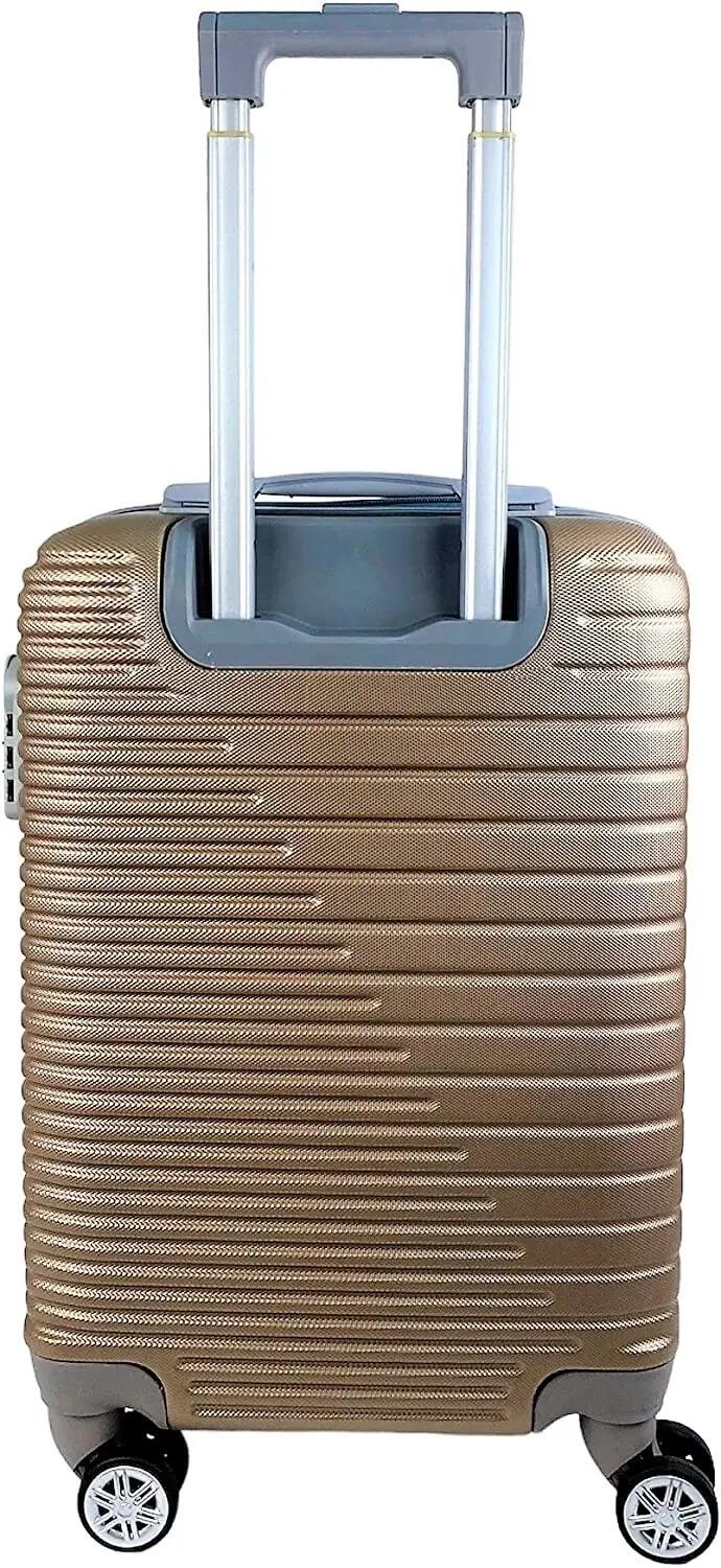 Mala de cabine rígida com 4 rodas giratórias de 360°, cor dourada (53x34x20cm) 2/7