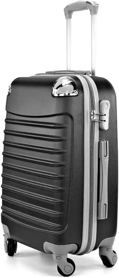 Mala com necessaire, 4 rodas giratórias 360º (55x35x20cm) e (34x27x14cm) preta. 4/7